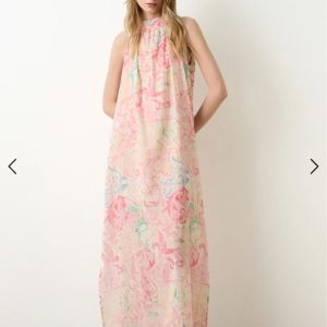 Vestido Halter Rosas