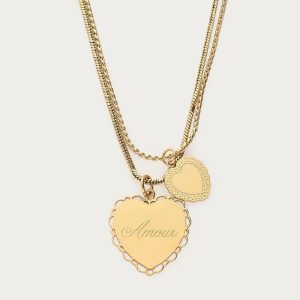 Collar cadena doble con corazones Amour