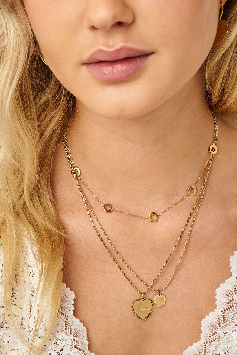 Collar cadena doble con corazones Amour - Imagen 7
