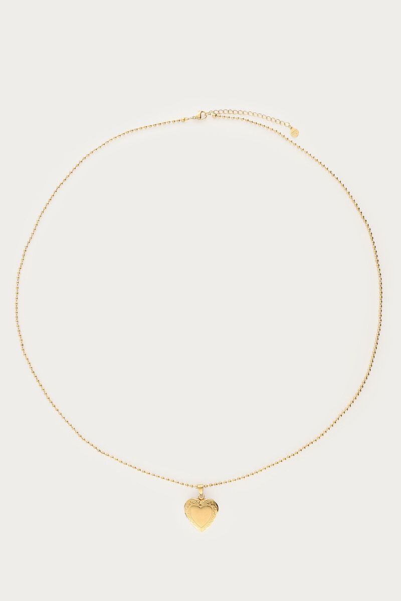Collar largo de acero con medallón de corazón - Imagen 4