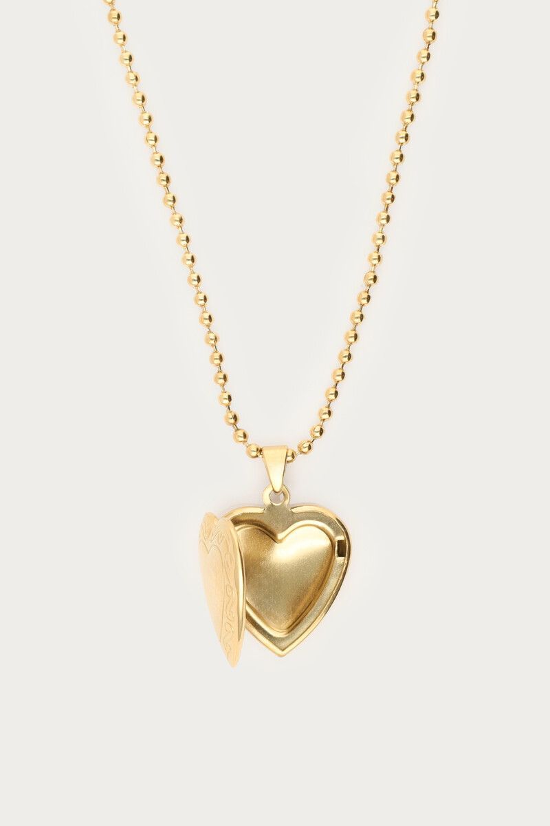 Collar largo de acero con medallón de corazón - Imagen 6