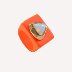 Anillo Flúor Naranja Piedra Natural Émolo