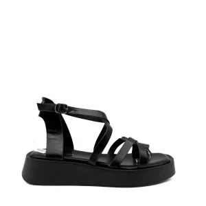 Sandalias de Plataforma con Tiras Entrelazadas y Hebilla