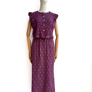 Conjunto de Blusa y Falda en Algodón Texturizado