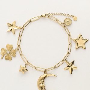 Pulsera con charm de luna y estrellas