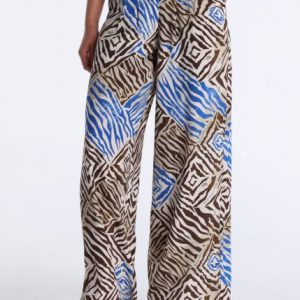 Pantalón fluido cebra geométrica