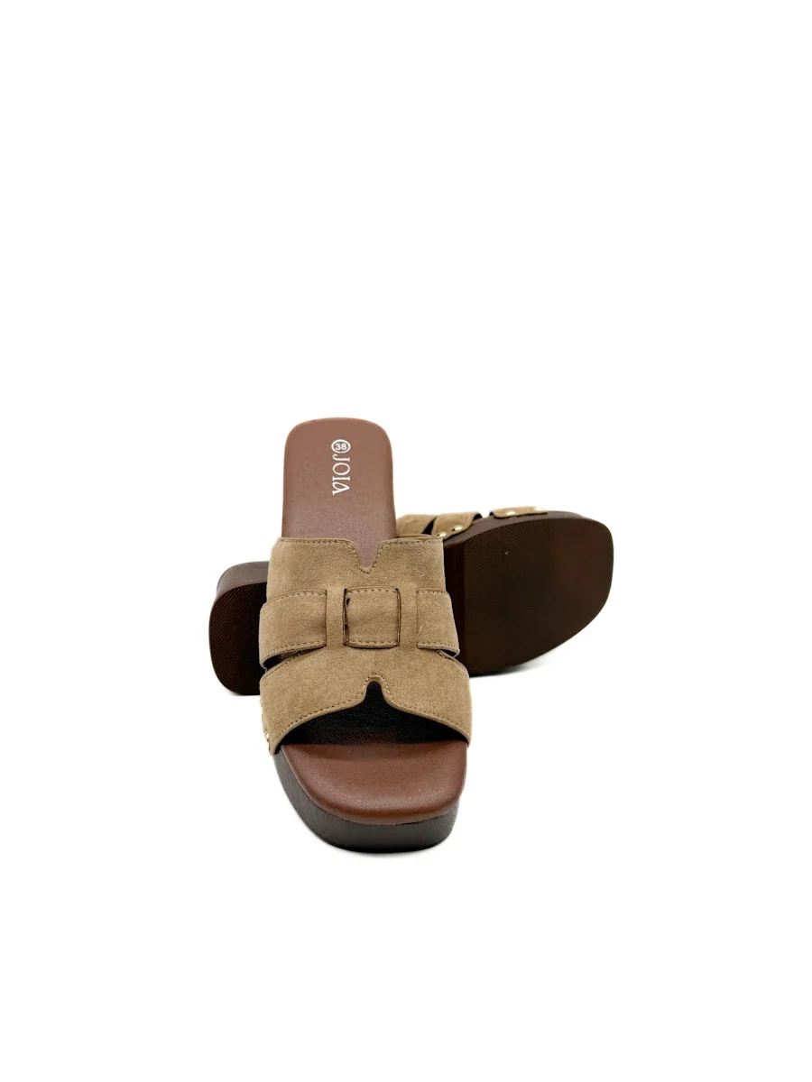 Sandalias de Plataforma Estilo Zueco con Tachuelas y Antelina - Imagen 8