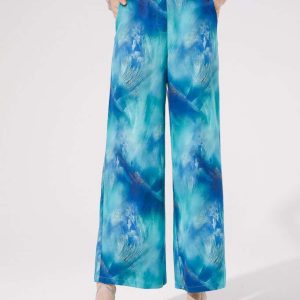 Pantalón palazzo estampado en azul