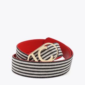 Cinturón reversible rojo y rayas
