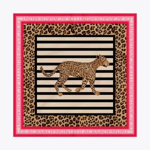 Pañuelo satinado con rayas y animal print