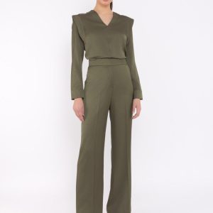 Blusa de Satén Hombros Estructurados