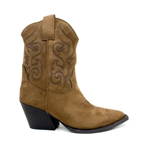 Botines Camperos Cortos Estilo Cowboy con Bordados y Cremallera Lateral