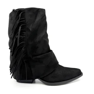Botines Estilo de Cowboy Detalles Flecos