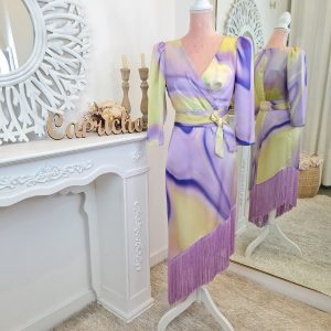 Vestido corto degradé flecos