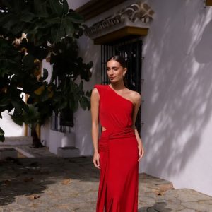 Vestido Largo Rojo con Cut Out