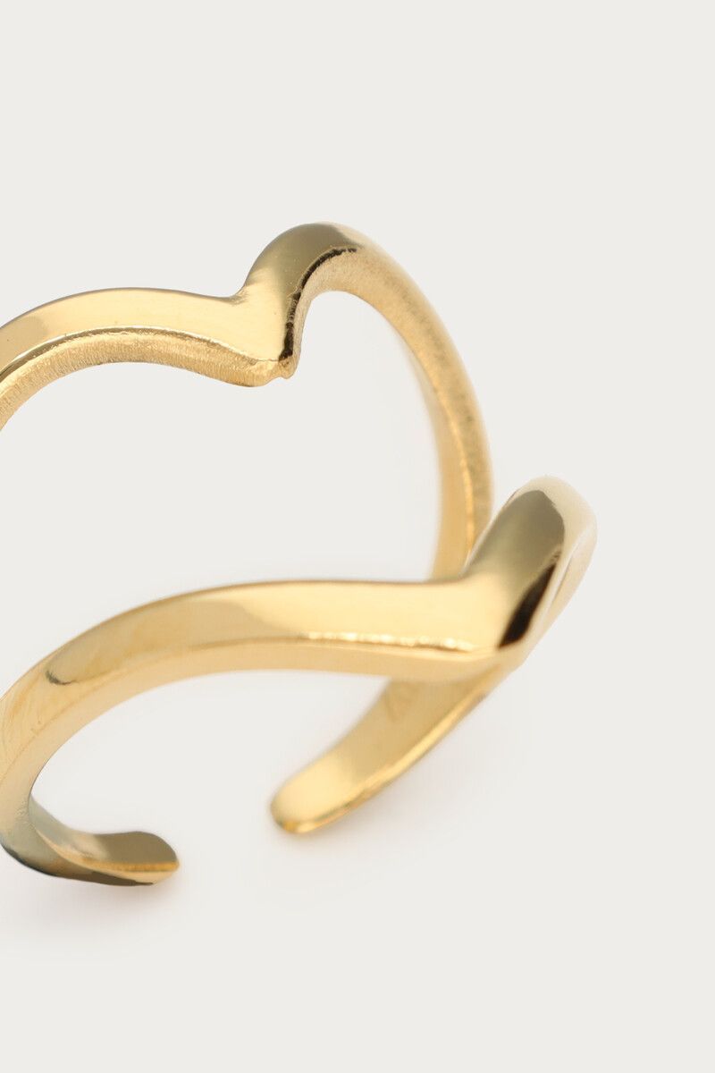 Anillo llamativo con un gran corazón abierto - Imagen 4