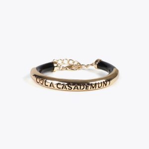 Pulsera tubo acrílico con metal logo troquelado