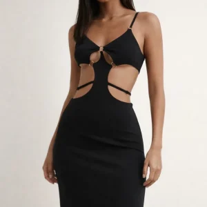 Vestido Midi Cut Out Anillas