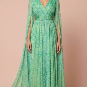 Vestido Largo Gasa de Seda Lunares
