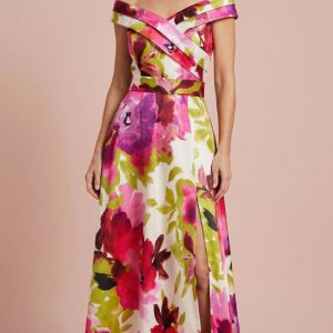 Vestido Largo Estampado Bardot