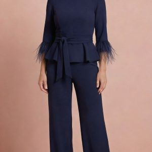 Conjunto Peplum con Plumas