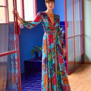 Vestido Largo Mangas Volante Juana