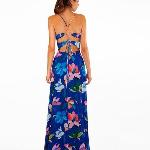 VESTIDO LARGO DE TIRANTES GASA ESTAMPADA