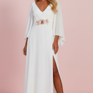 VESTIDO NOVIA MANGAS PICO