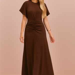 Vestido Largo de Crepé Cacao