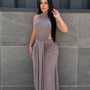 Vestido Largo Halter Drapeado