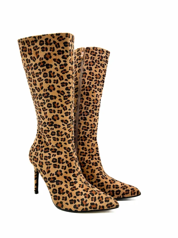 Bota Mujer Alta Leopardo YZ226 - Imagen 4
