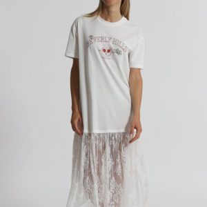 Vestido de manga corta «Beverly Hills» con inserciones de encaje