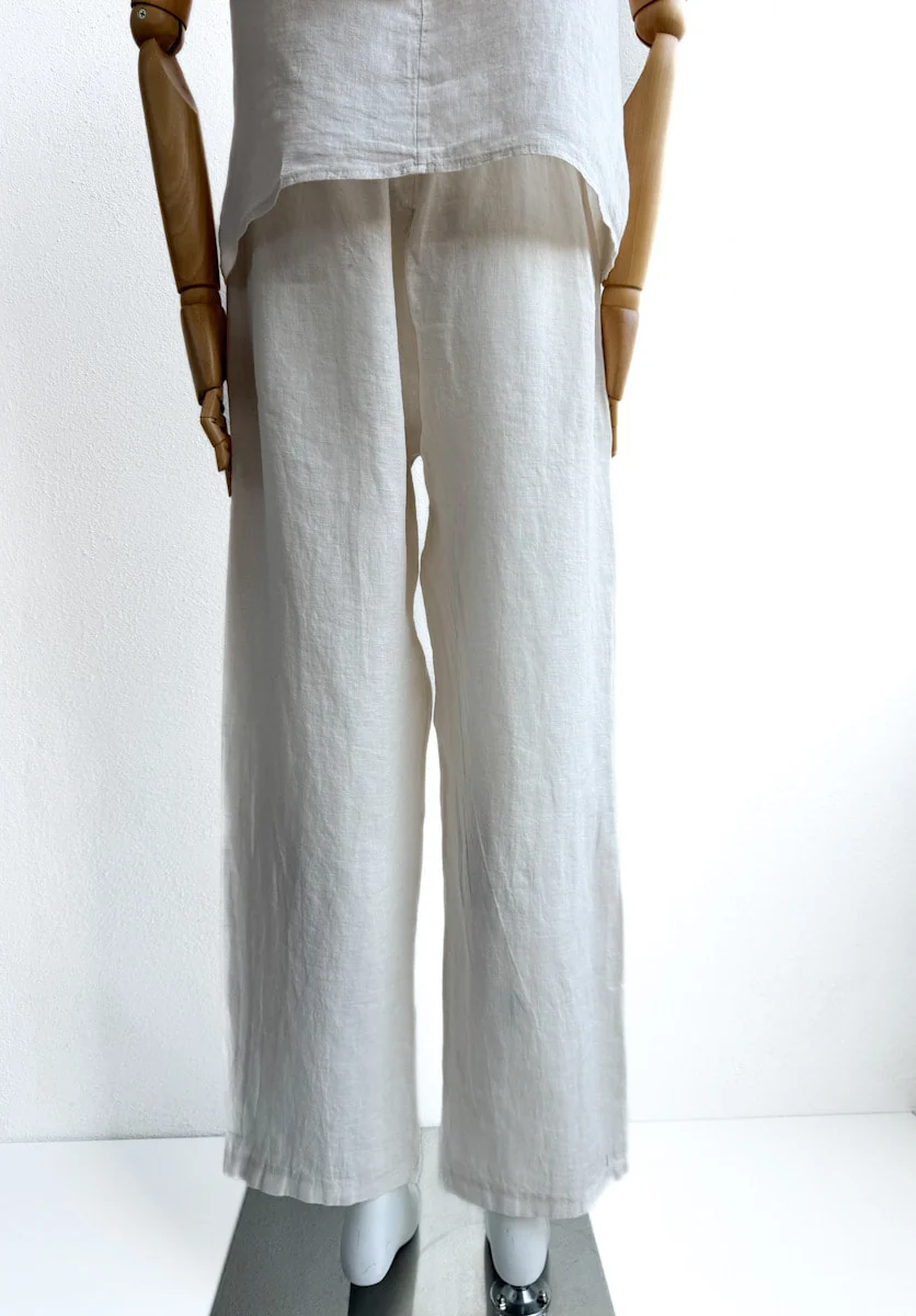 Pantalón de Lino con Cintura Elástica y Lazo Decorativo - Imagen 3