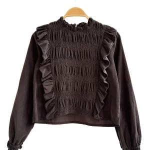 Blusa de Pana con Detalles Románticos