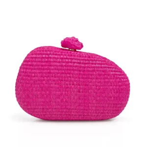 Clutch Rafia Oval Fucsia