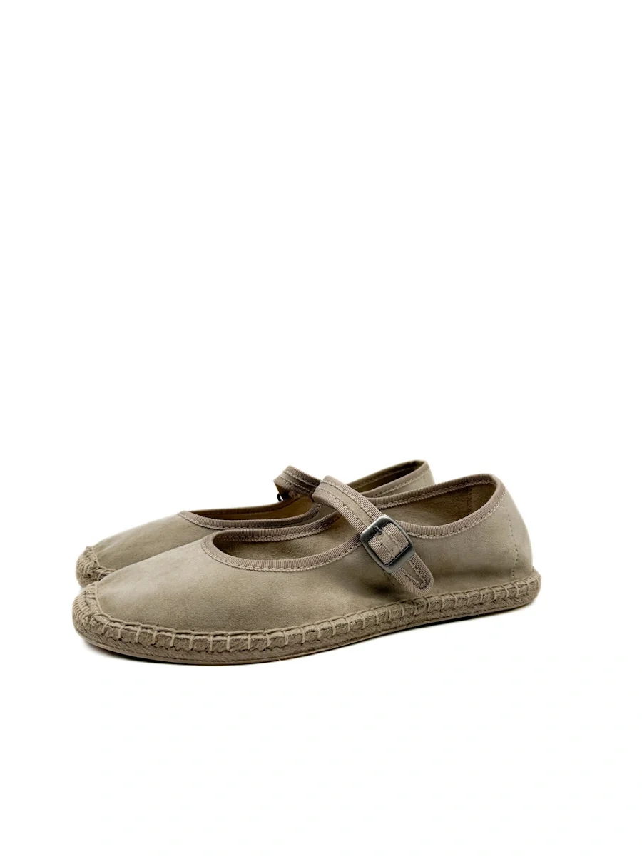 Corina Espadrillas Mary Jane en antelina con Suela de Esparto - Imagen 5