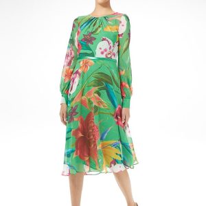 VESTIDO MIDI ESTAMPADO GASA RIZO