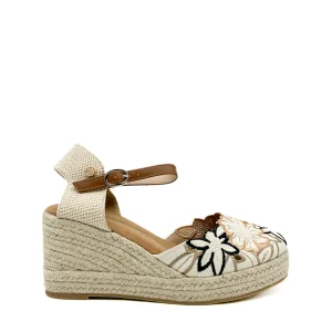 Alpargatas Cuña con Plataforma Bordado Floral