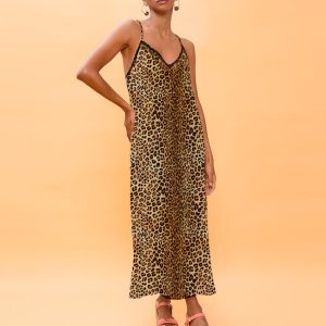 Vestido largo tirantes animal print
