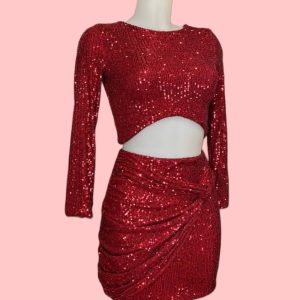 Crop top de lentejuelas y manga larga