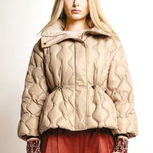 Parka Beige con Puño de Punto