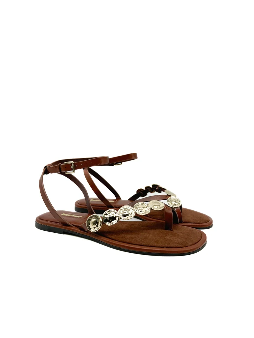 Sandalias de Dedo Boho con Discos Dorados y Tira Ajustable para Mujer - Imagen 9