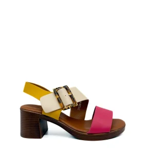 Sandalias Multicolor de Tacón de Bloque para Mujer