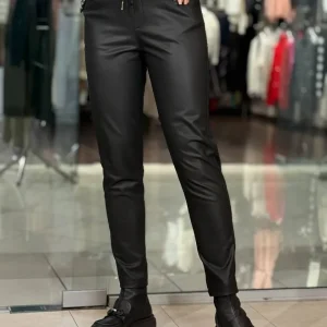 Pantalones con logo y aplicación de cuero