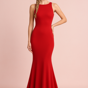 Vestido Largo Escote con Caida en la Espalda