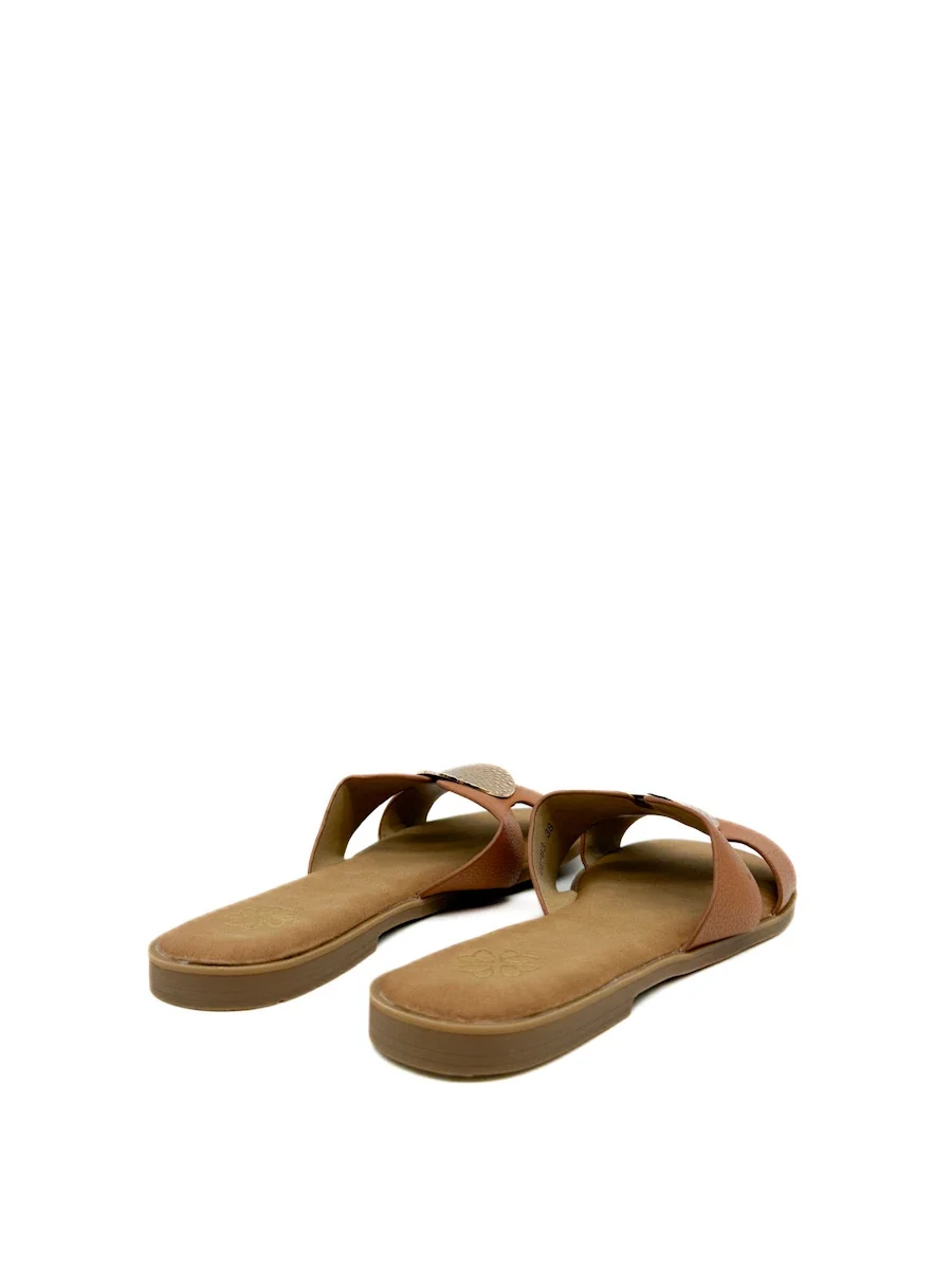 Sandalias Planas para Mujer con Banda Texturizada y Círculo Dorado - Imagen 7