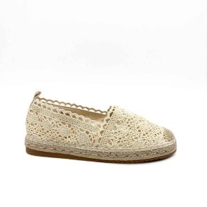 Alpargata Diseño Crochet De Color Beige