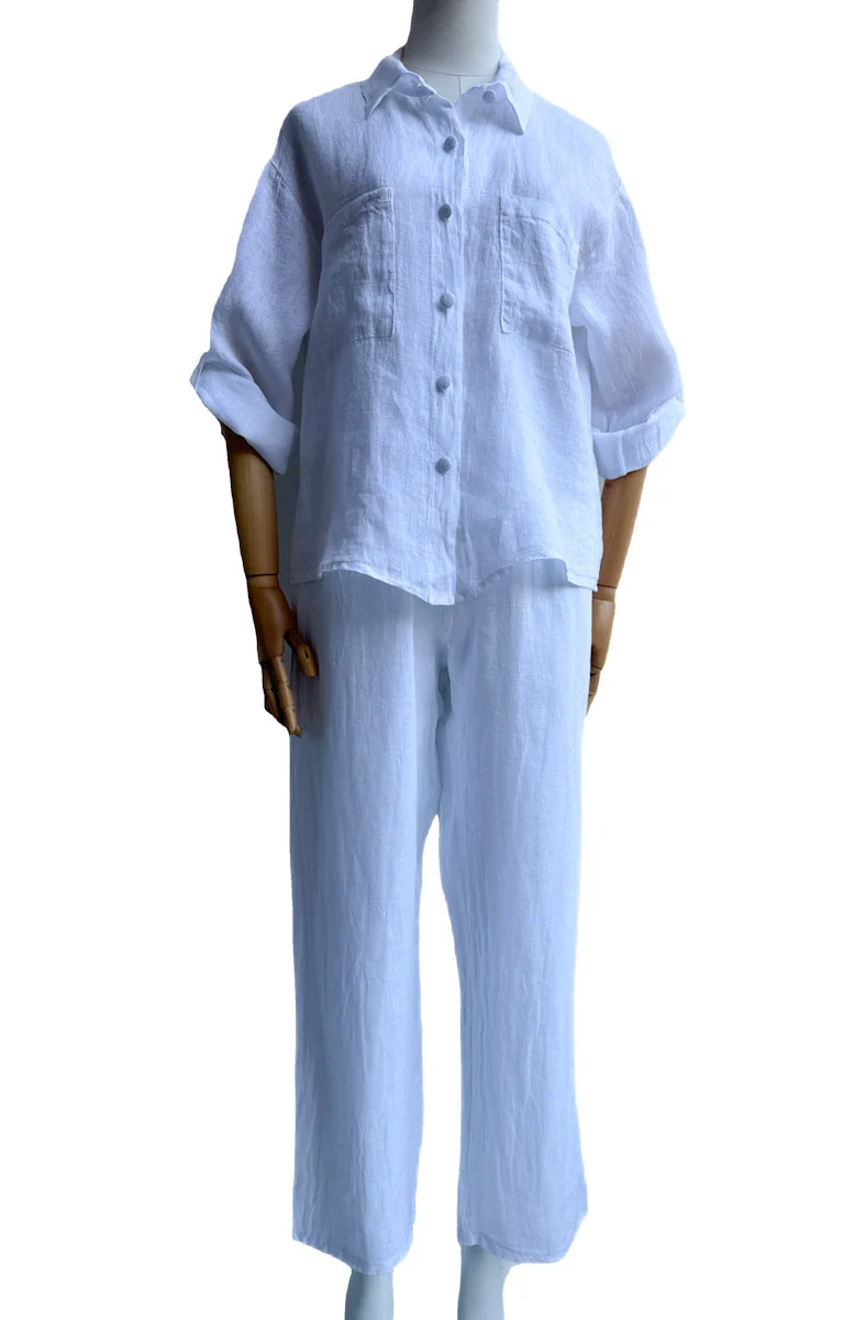Pantalón de Lino con Cintura Elástica y Lazo Decorativo - Imagen 9