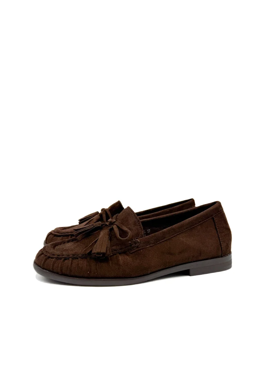 Mocasines de Ante con Borlas y Lazo para Mujer - Marrón - Imagen 7