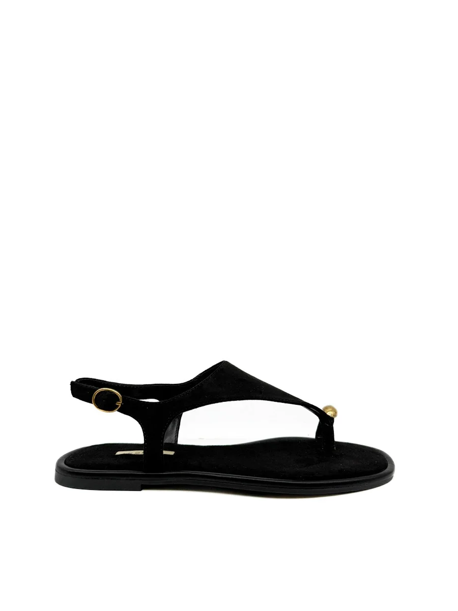 Sandalias Minimalista en Ante con Detalle de Anillo Dorado - Imagen 9